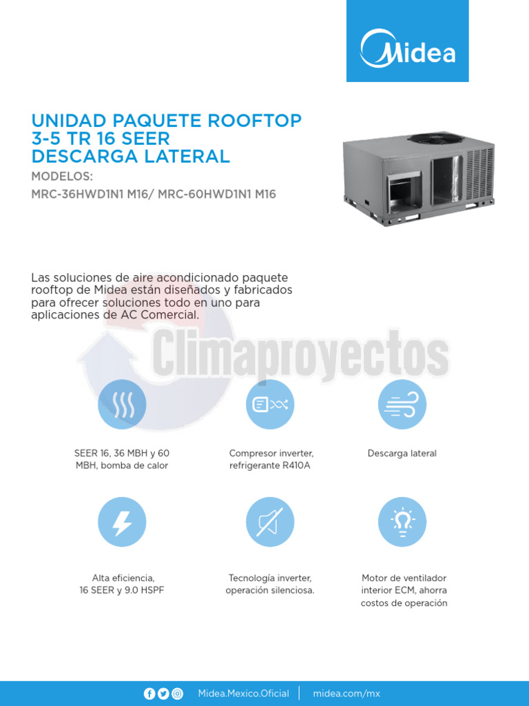 Midea Rooftop AC Units: Specs & Features | PDF | Manufactured Goods ...