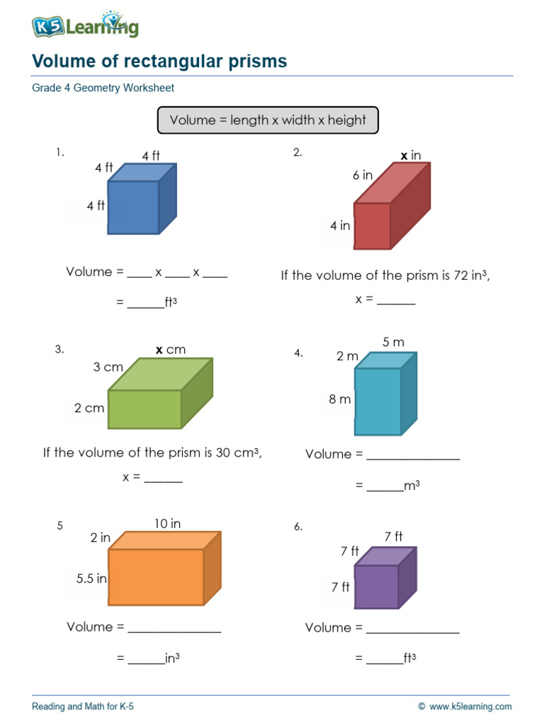 Grade 4 Geometry Rectangular Prism Volume A | PDF