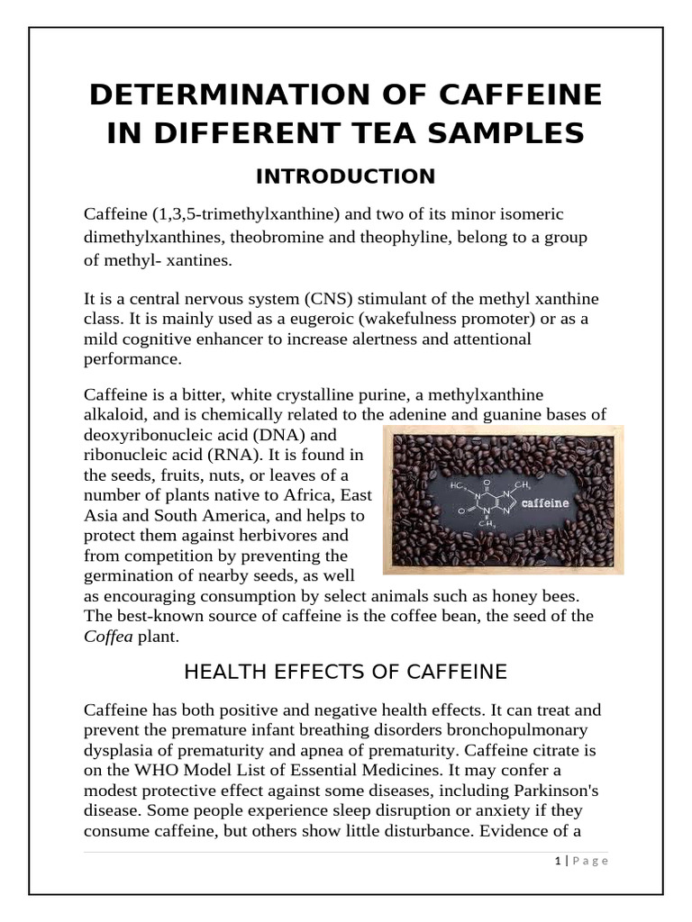 Caffeine Content in Various Teas | PDF | Caffeine | Coffee