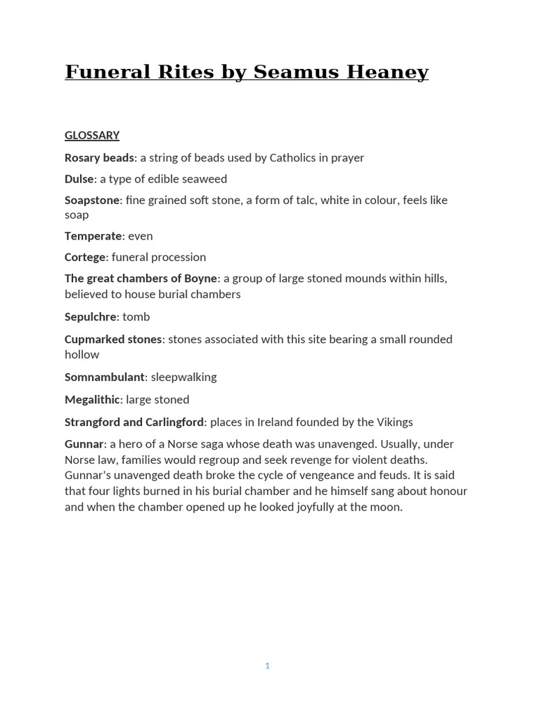 Seamus Heaney's Funeral Rites Analysis | PDF | Funeral