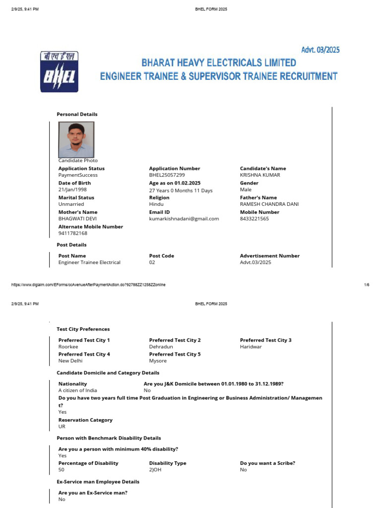 BHEL Engineer Trainee Application 2025 | PDF