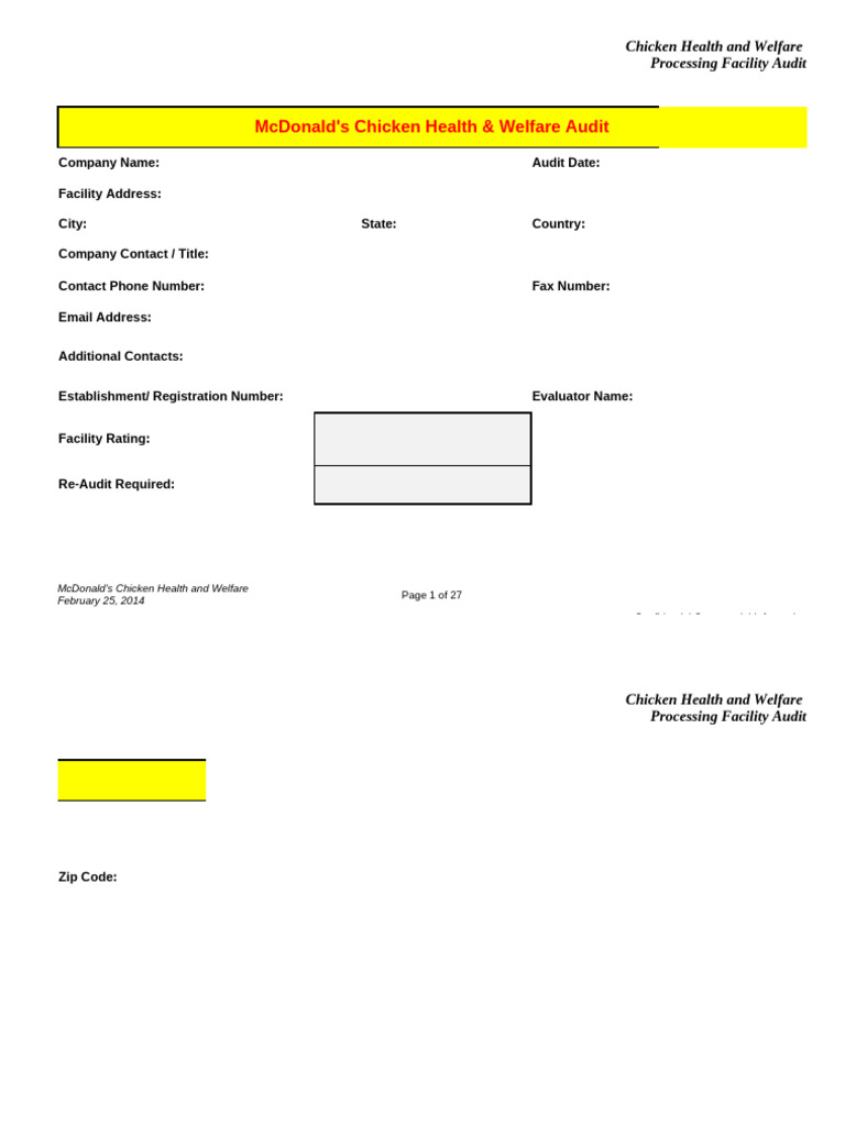 McDonald's Chicken Welfare Audit Report | PDF | Audit | Animal Slaughter