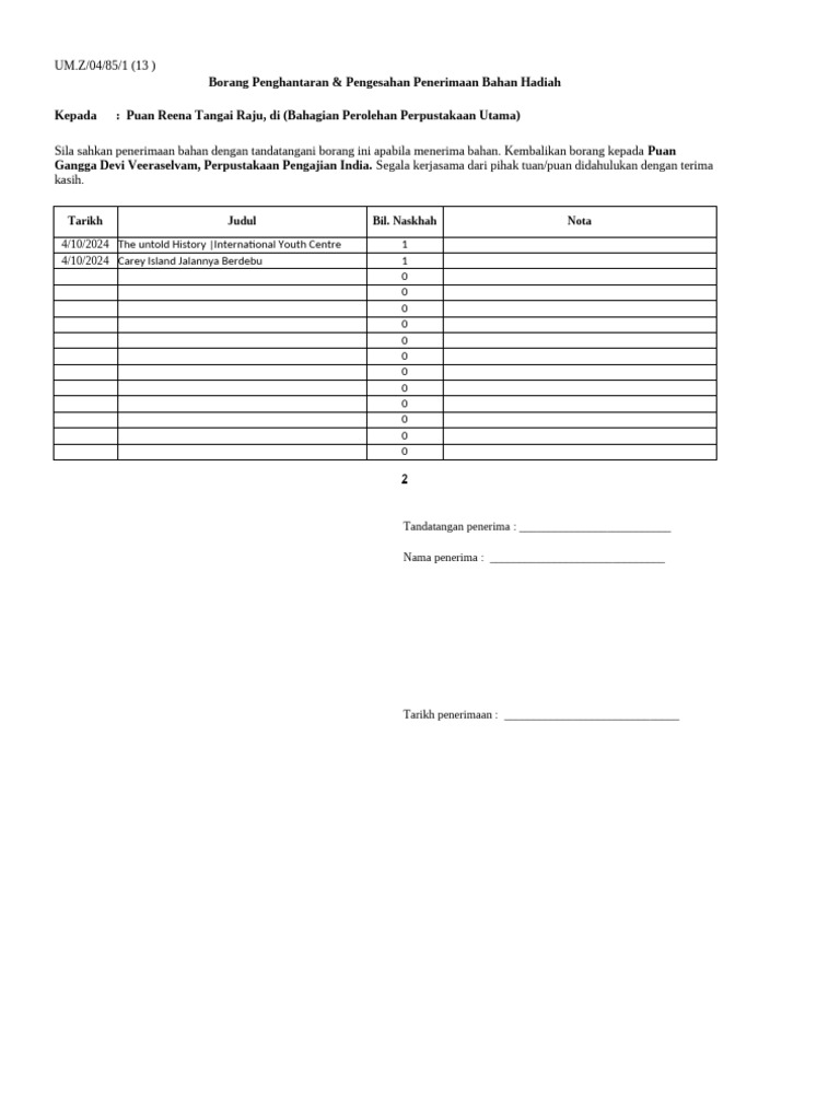 Borang Pengesahan - Single Sheet | PDF