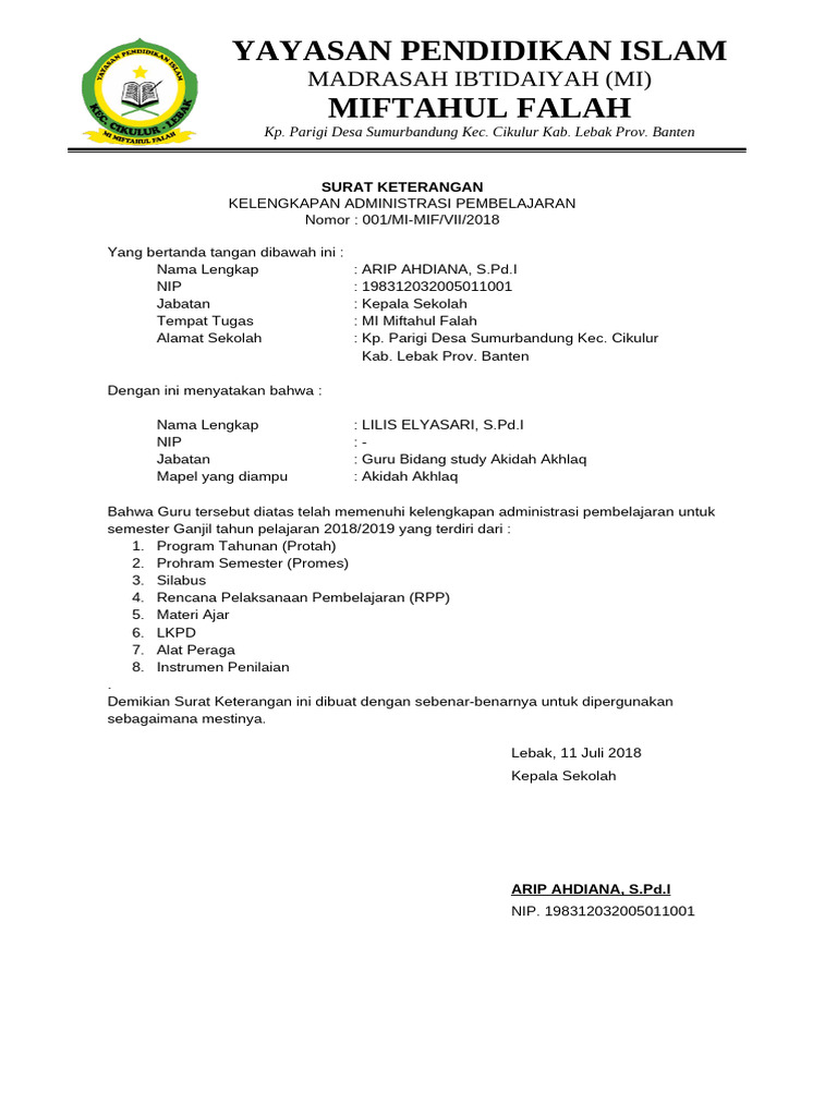 Surat Keterangan Lilis Elyasari PDF