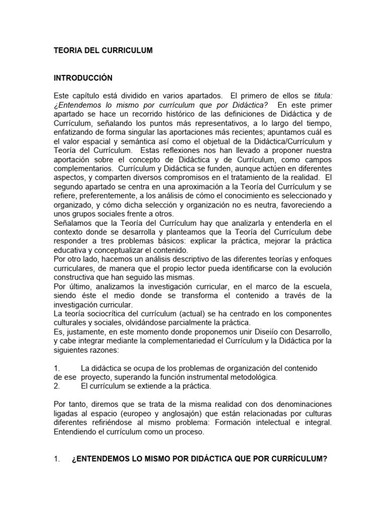 Teoría del Currículum y Didáctica | PDF | Plan de estudios | Enseñando