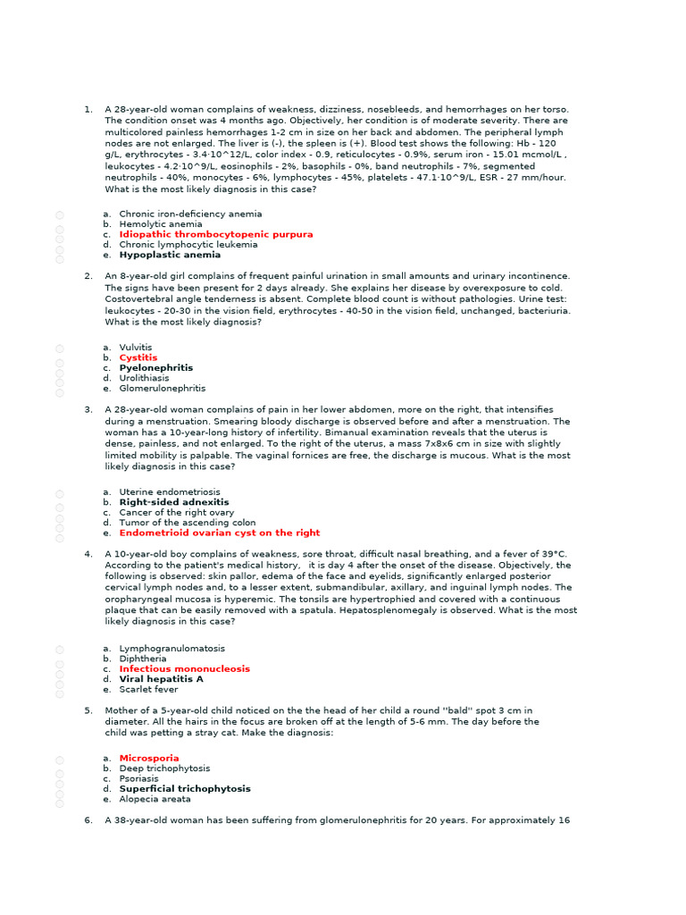 Common Medical Diagnoses and Symptoms | PDF | Pneumonia | Anemia