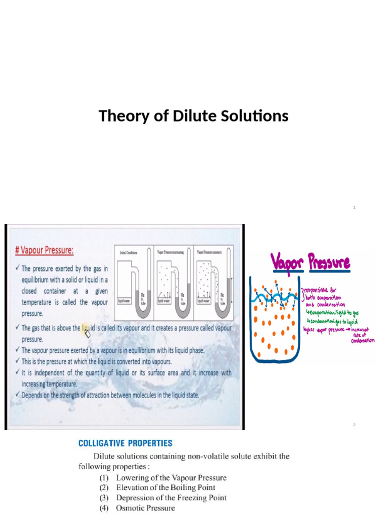 Colligative Properties of Dilute Solutions | PDF