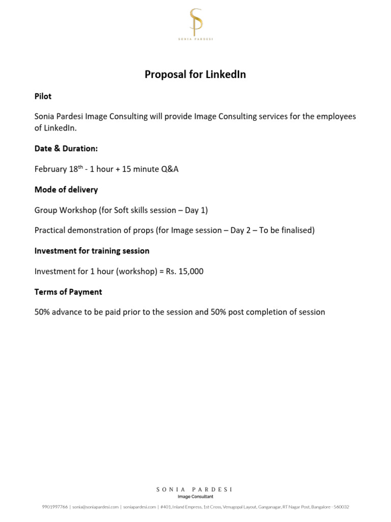 LinkedIn Image Consulting Workshop Proposal | PDF | Communication | Fashion