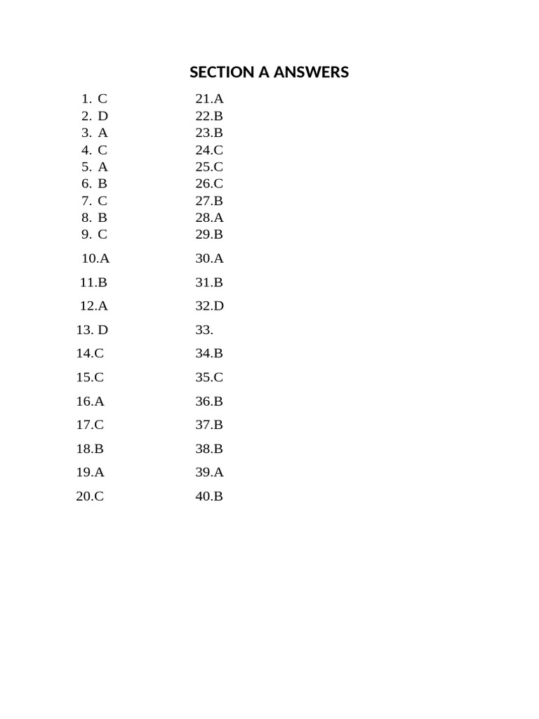 Section A Answers and Solutions | PDF