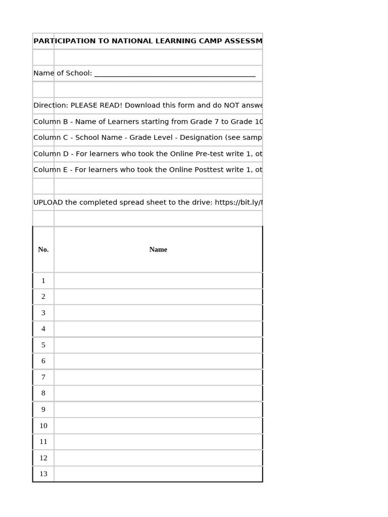 NLCA 2024 Participation Form | PDF