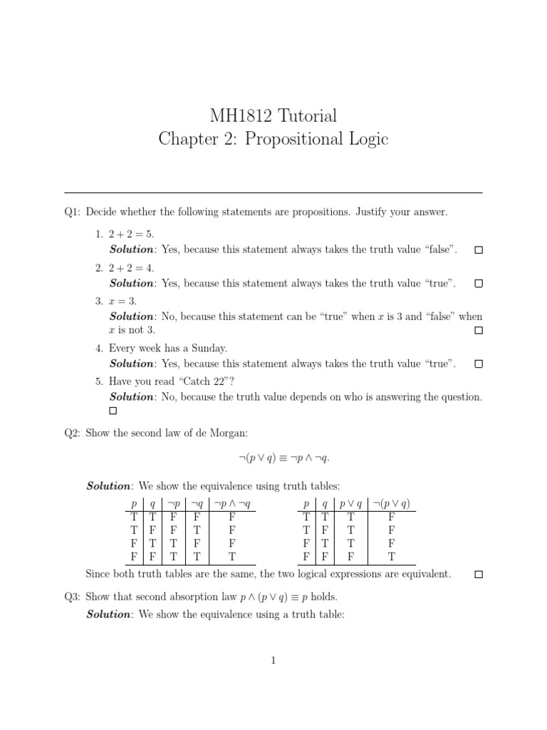 Propositional Logic Tutorial and Laws | PDF | Argument | Semantics