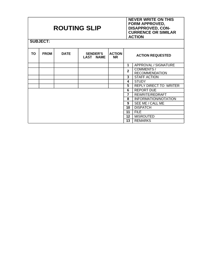 Routing Slip Instructions | PDF