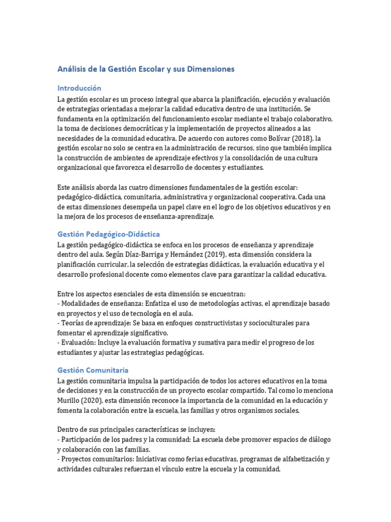 Dimensiones de la Gestión Escolar | PDF | Evaluación | Enseñando