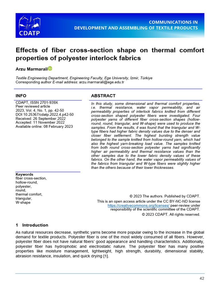 Polyester Fiber Cross-Section Effects | PDF | Textiles | Yarn