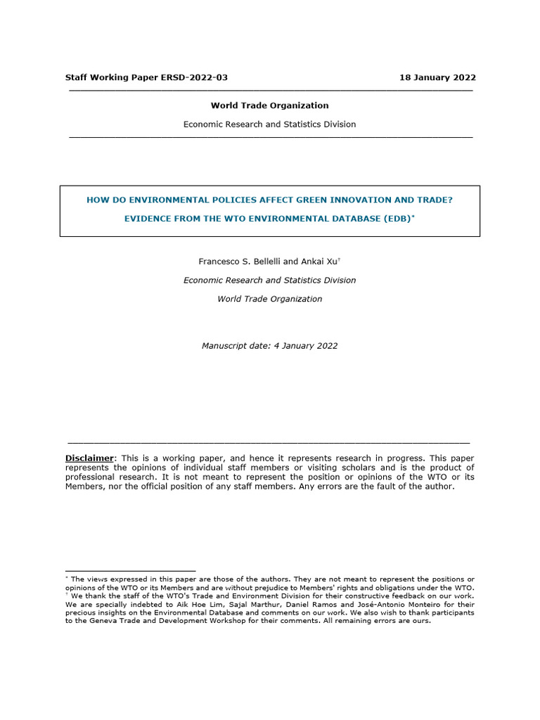 Environmental Policies and Green Innovation | PDF | Innovation ...