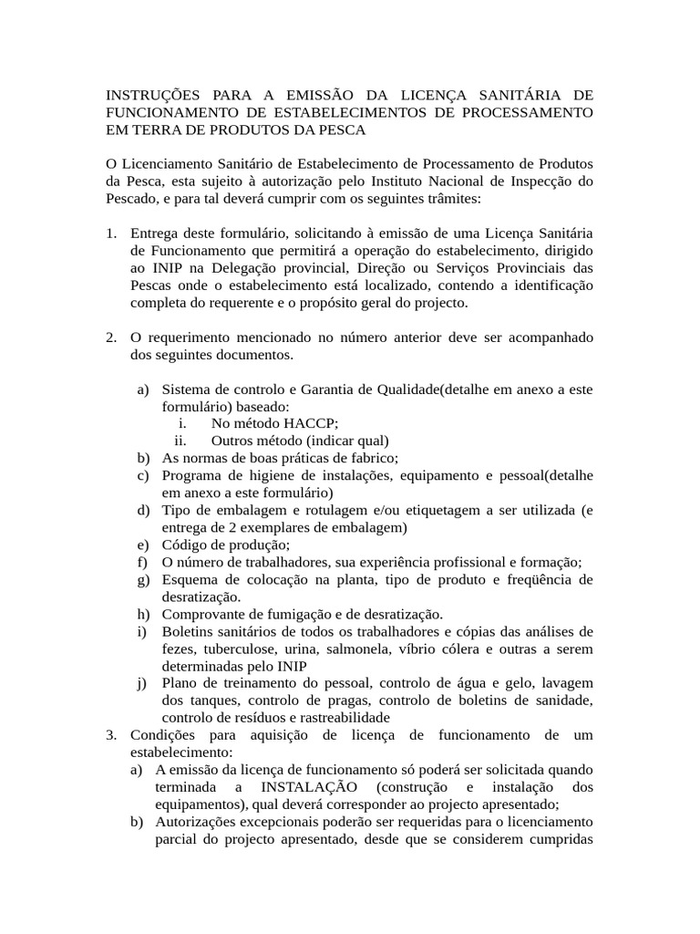 1. INSTRUCOES PARA A EMISSAO DA LICENCA | PDF | Análise de perigos e ...
