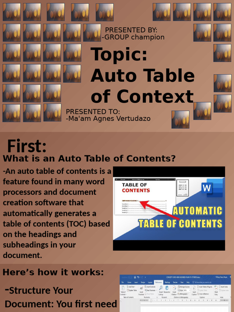 where to find auto table of contents in word