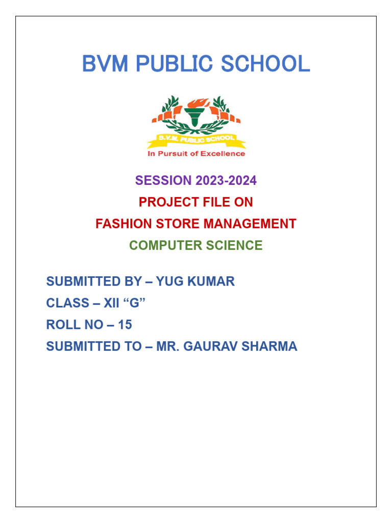 Fashion Store Management Project Report | PDF | Databases | Information ...