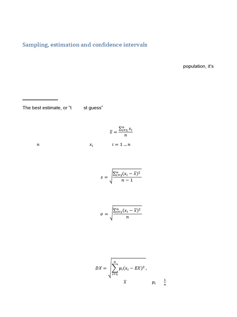 Statistical Estimation Methods Explained | PDF | Standard Deviation ...