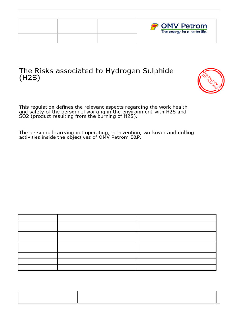 EWI-1673-The Risks Associated To Hydrogen Sulphide (H2S) - EnG | PDF ...