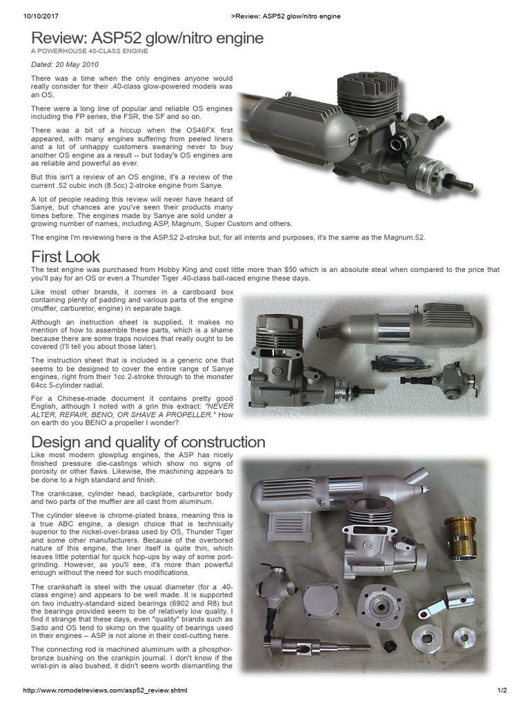 ASP 52 Engine Review: Performance Insights | PDF | Screw | Mechanical ...
