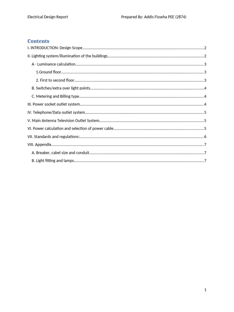Comprehensive Electrical Design Report | PDF | Lighting | Ac Power ...