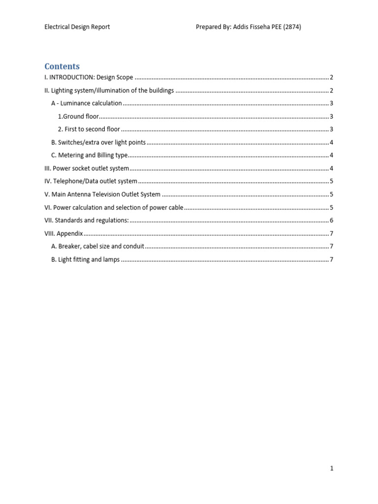 Comprehensive Electrical Design Report | PDF | Ac Power Plugs And ...