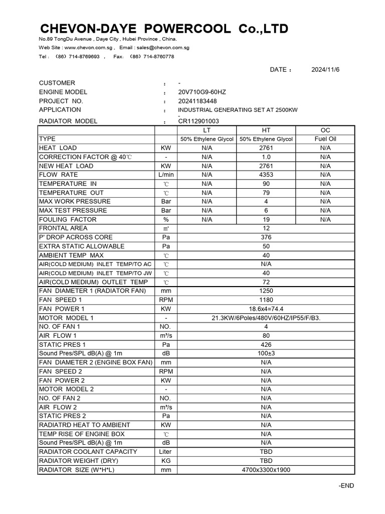 Industrial Radiator Specifications | PDF | Radiator | Energy Technology