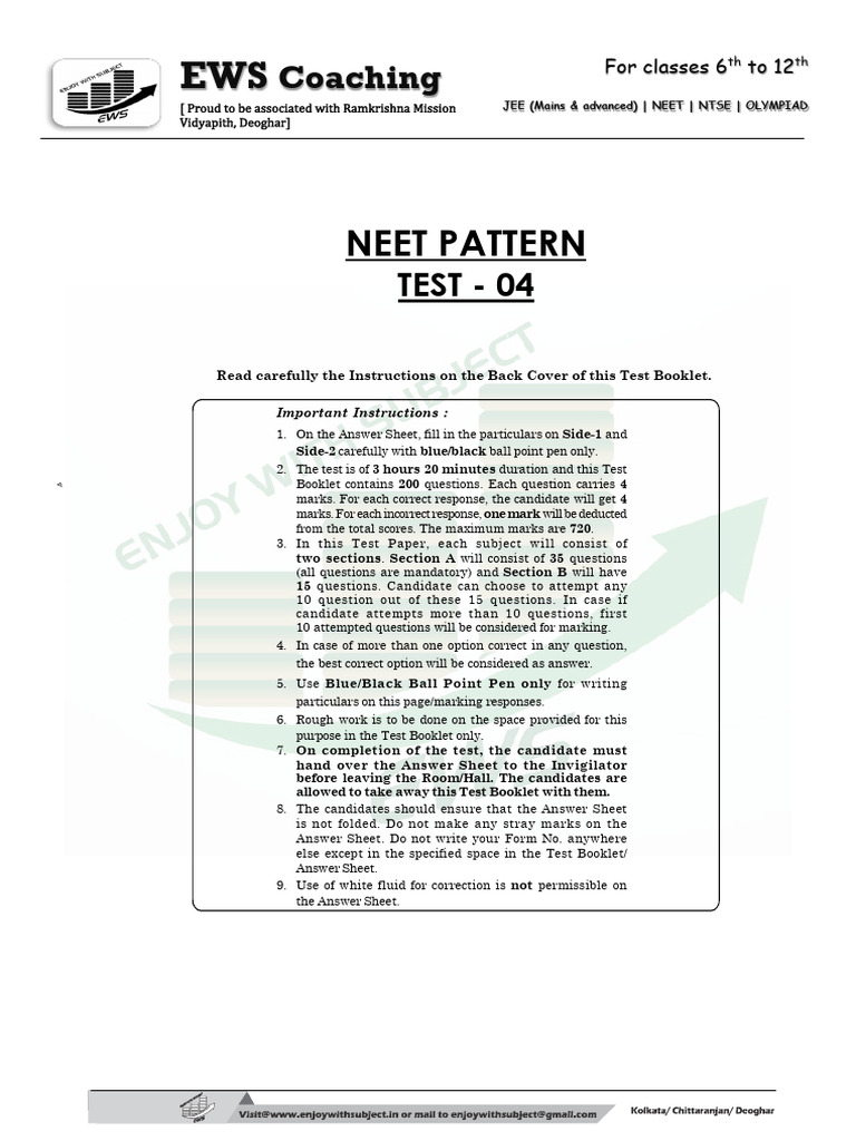 Test Instructions and Physics Topics | PDF | Chemical Bond | Chemical ...