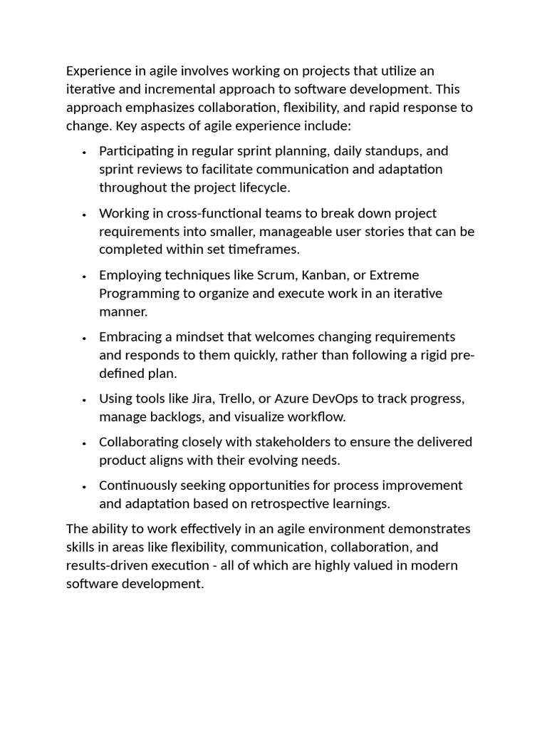 Agile Project Management Experience | PDF