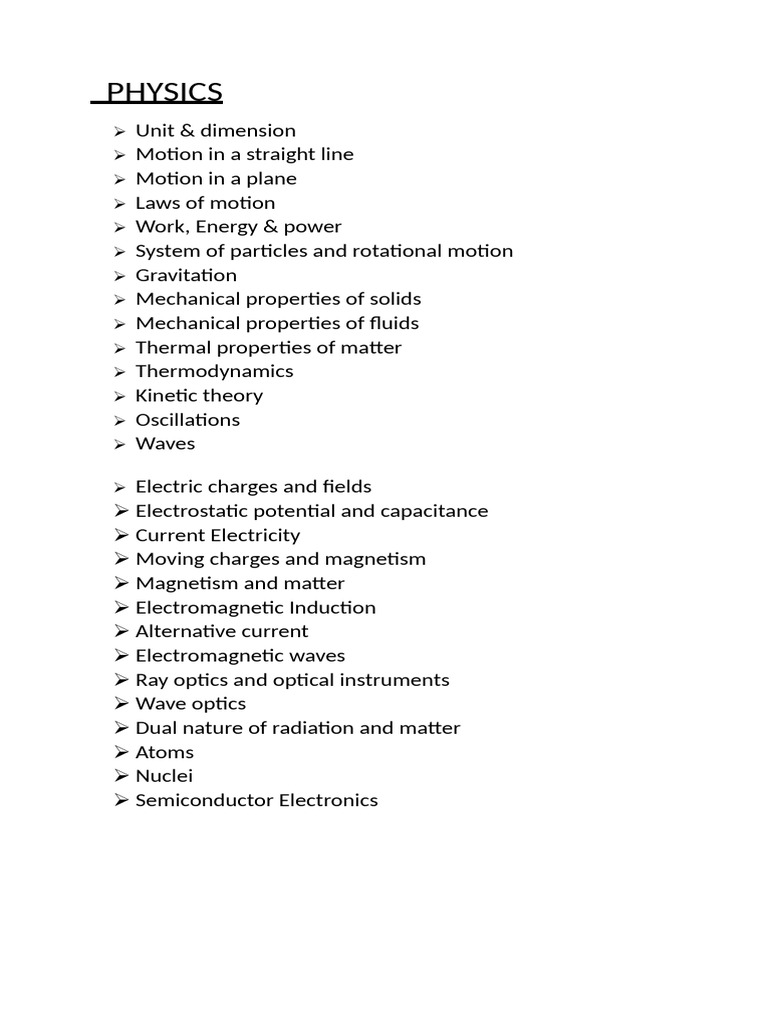 Comprehensive Physics Topics Overview | PDF