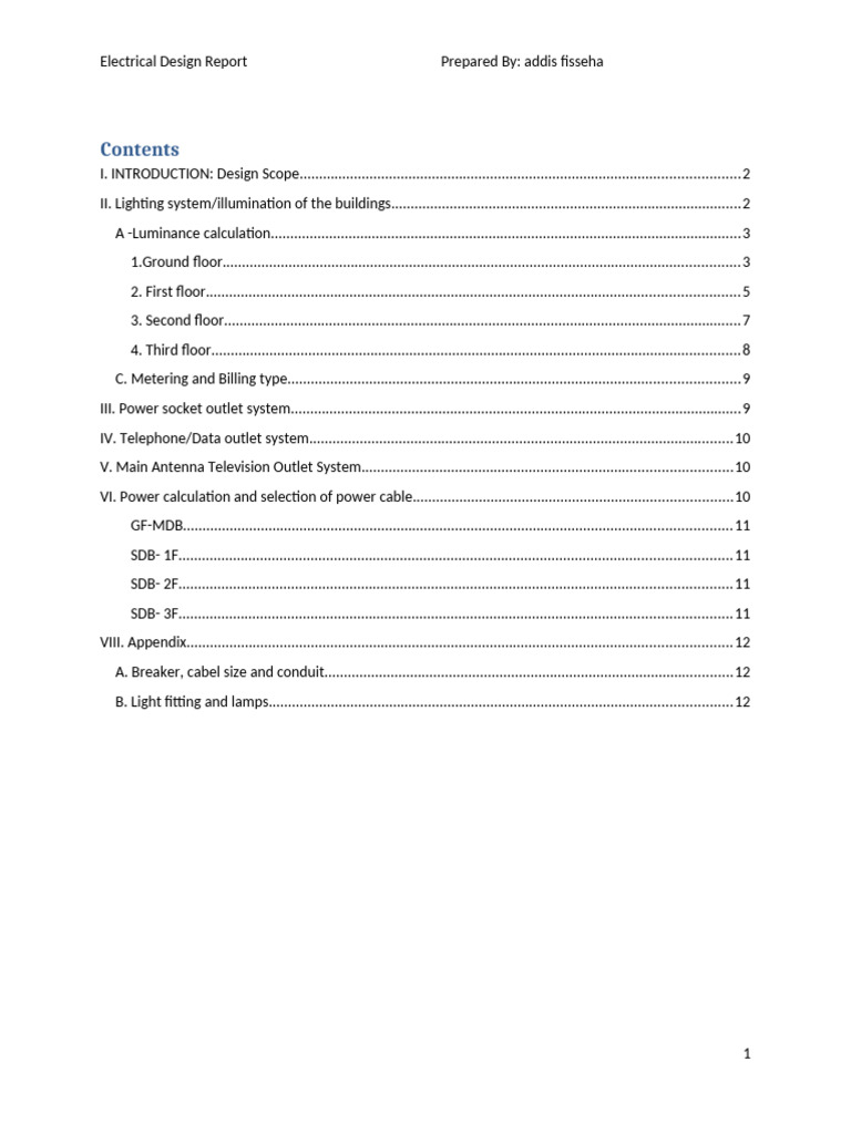 Comprehensive Electrical Design Report | PDF | Lighting | Ac Power ...