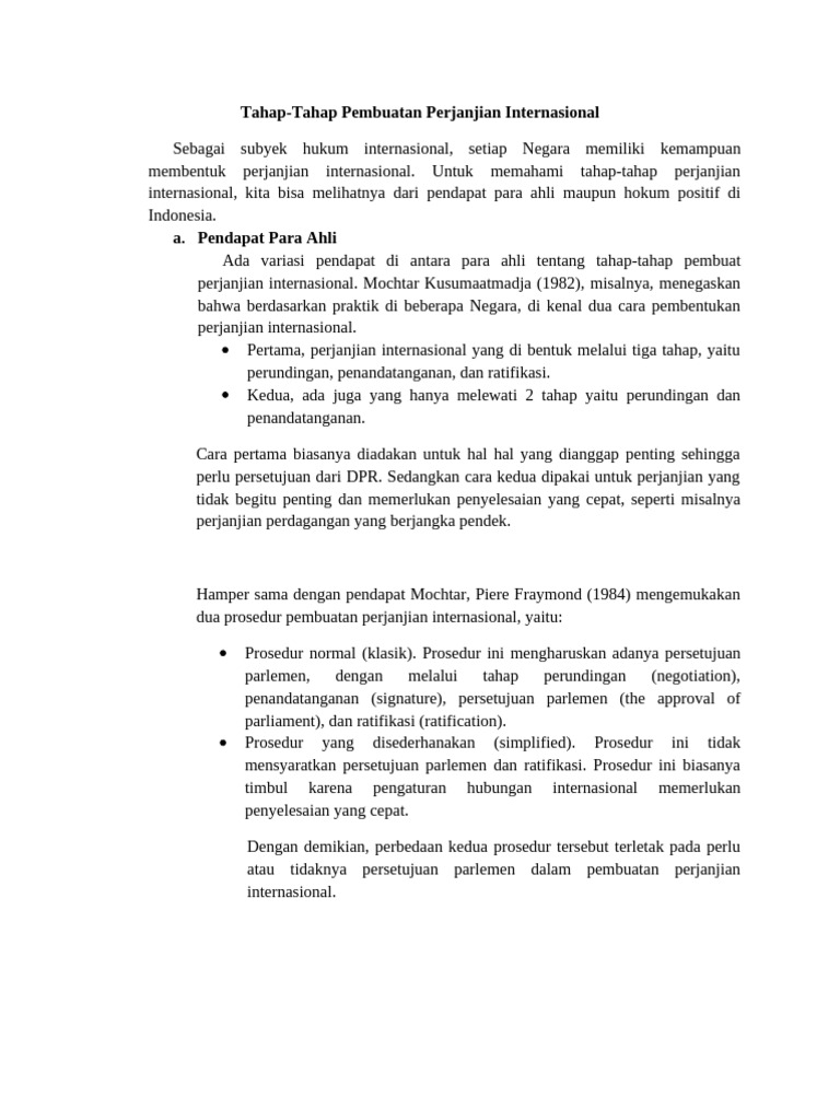 Tahap Tahap Pembuatan Perjanjian Internasional PDF