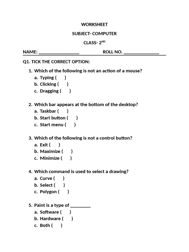 WORKSHEET CLASS 2 | PDF
