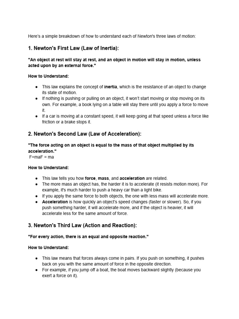 How To Understand Newtons Laws | PDF | Force | Inertia