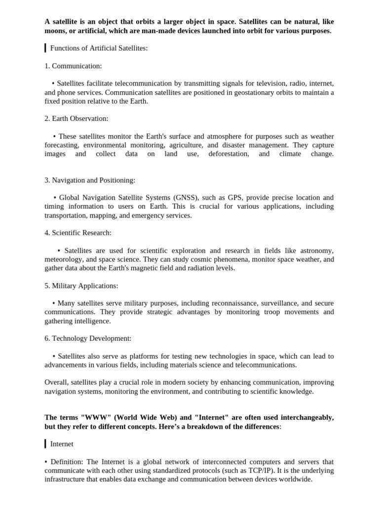 Understanding Satellites and Their Functions | PDF | Transmission ...