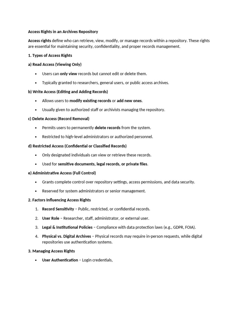 Understanding Access Rights in Archives | PDF