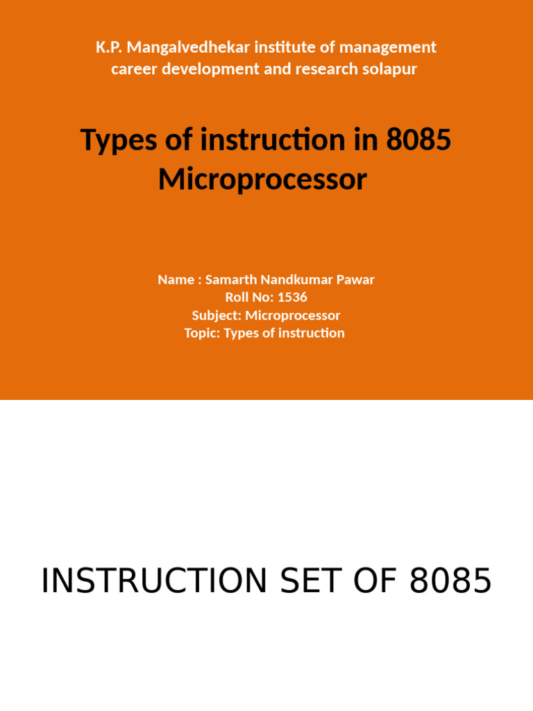 Instruction Types in 8085 Microprocessor | PDF | Digital Electronics ...