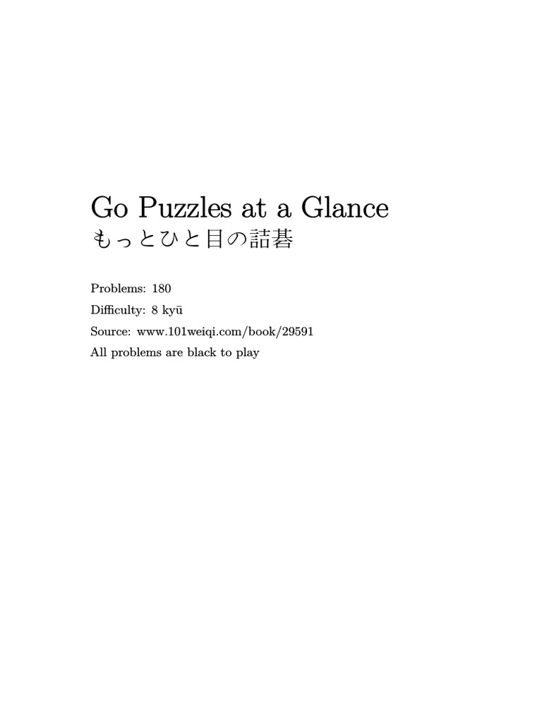 Go Tsumego Puzzle Collection | PDF | Chess Theory | Chess