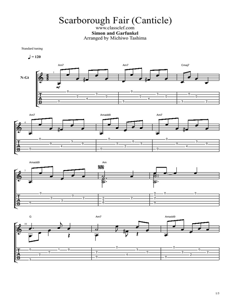 Scarborough Fair Guitar Tabs Pdf Scarborough Fair Ballad