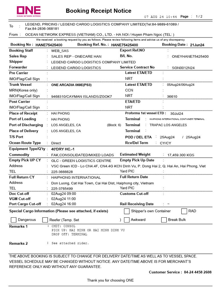 Trapac Terminal Vessel Schedule Details | PDF | Cargo | Freight Transport