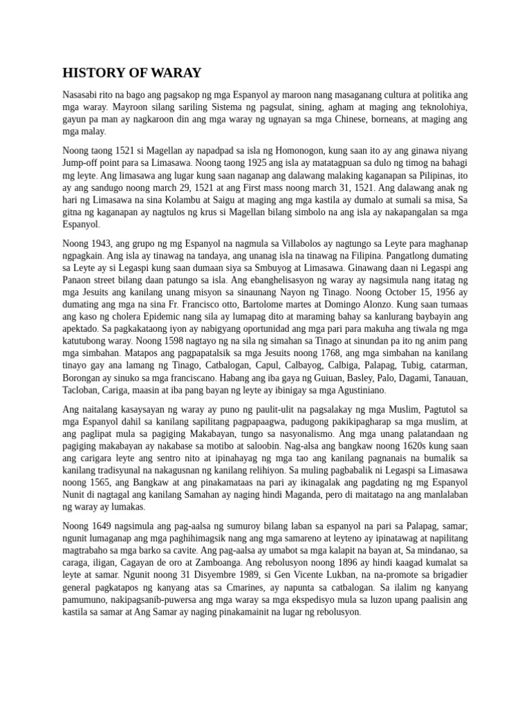HISTORY OF WARAY | PDF