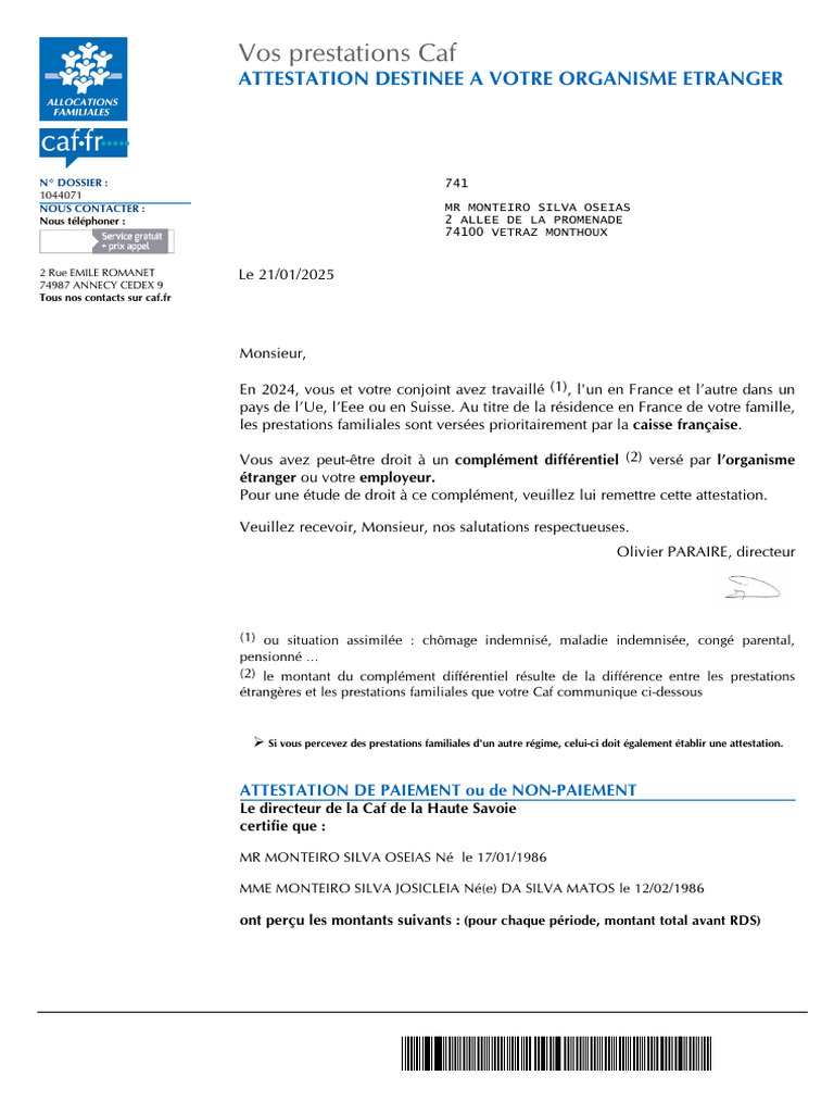Attestation Congé Parental Caf 2024 | PDF | Vie privée et informatique