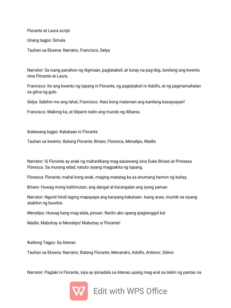 Florante Laura Script PGB | PDF