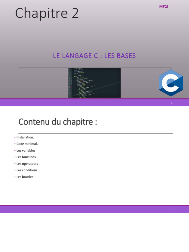 Introduction au langage C : Les bases | PDF | C (Langage de ...