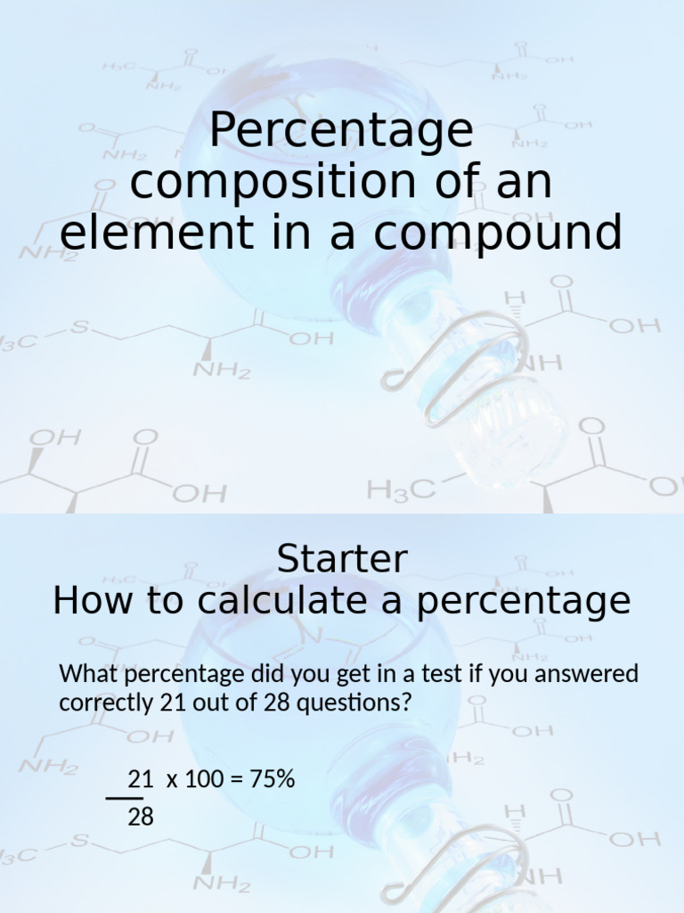 Calculate Element Percentage in Compounds | PDF | Chemical Compounds ...