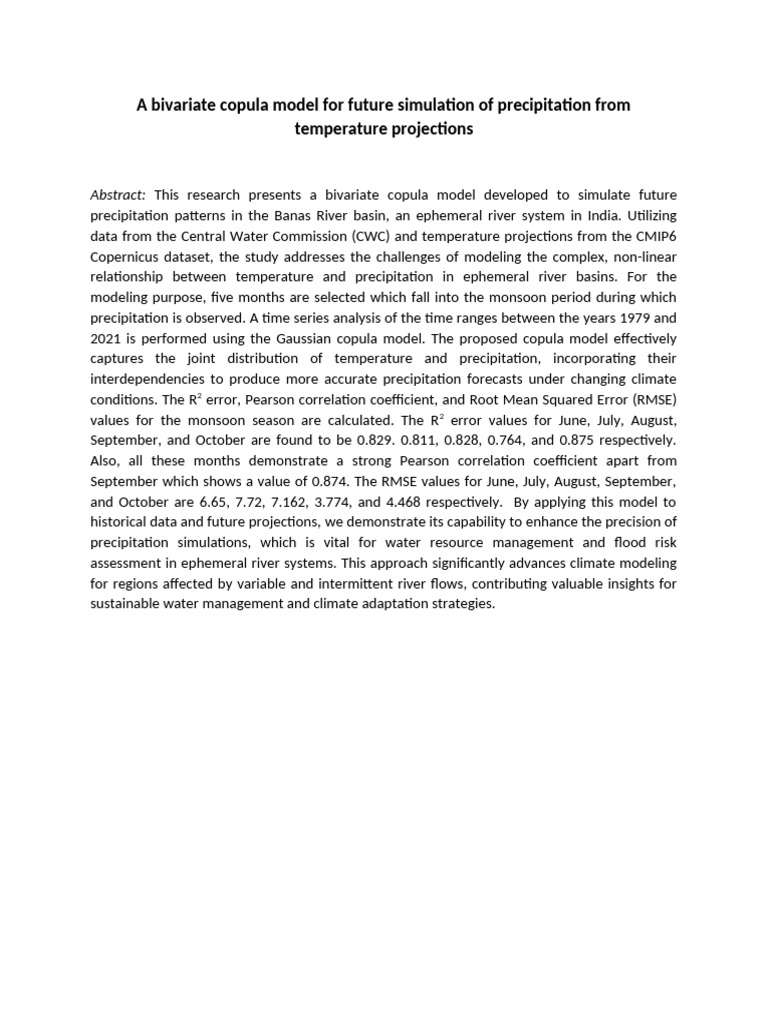 Bivariate Copula Model for Precipitation | PDF
