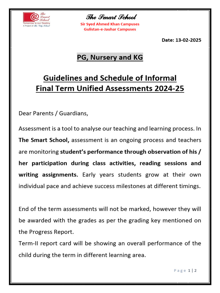 Final Term Assessment Guidelines 2024-25 | PDF