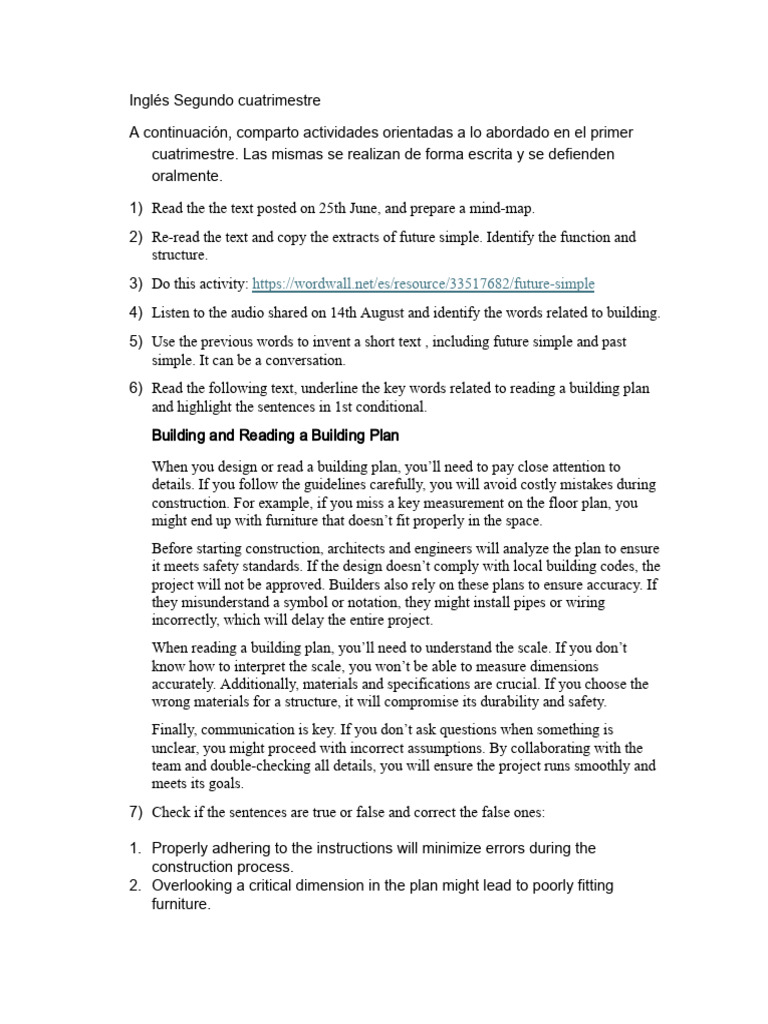 Activities for English Second Semester | PDF