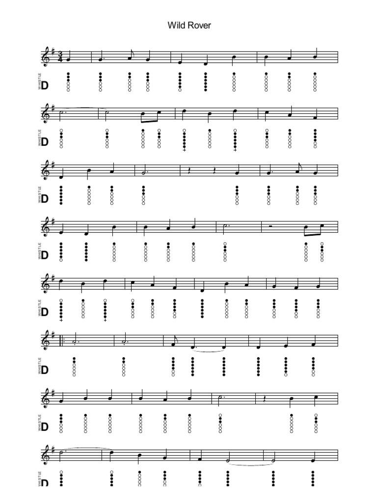 Tin Whistle Wild Rover Guide | PDF